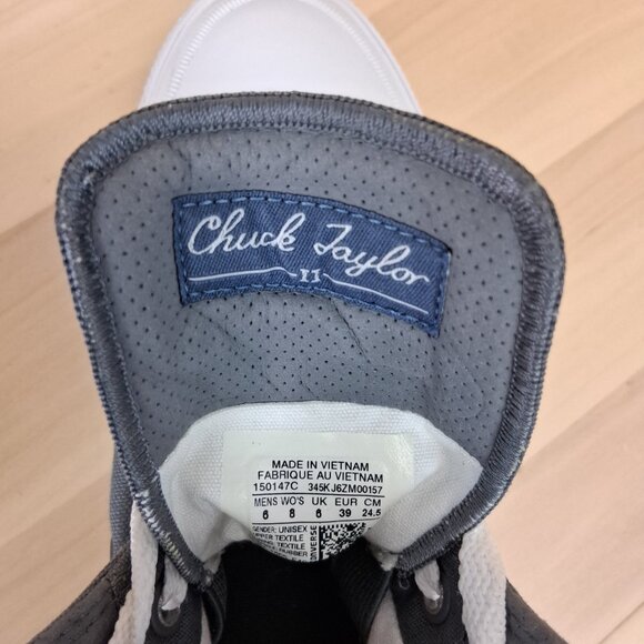 Converse Chuck Taylor All Star II Unisex Gray White Lunarlon Women's 8 High Top - Picture 8 of 12